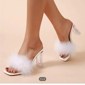 SHEIN fuzzy mule with clear heel
